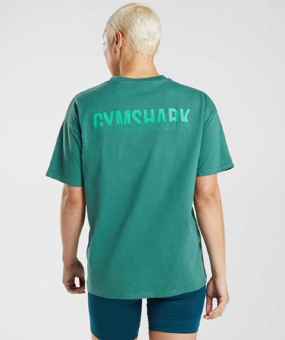 Gymshark Fraction Oversized Ženske T Shirts Zelene | HR 3287KOR